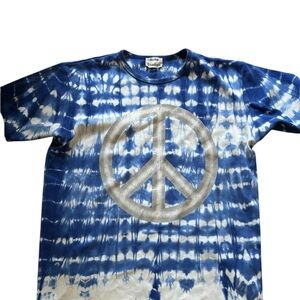 Acne Studio Blue and White Short Sleeve Tie-Dye Tee